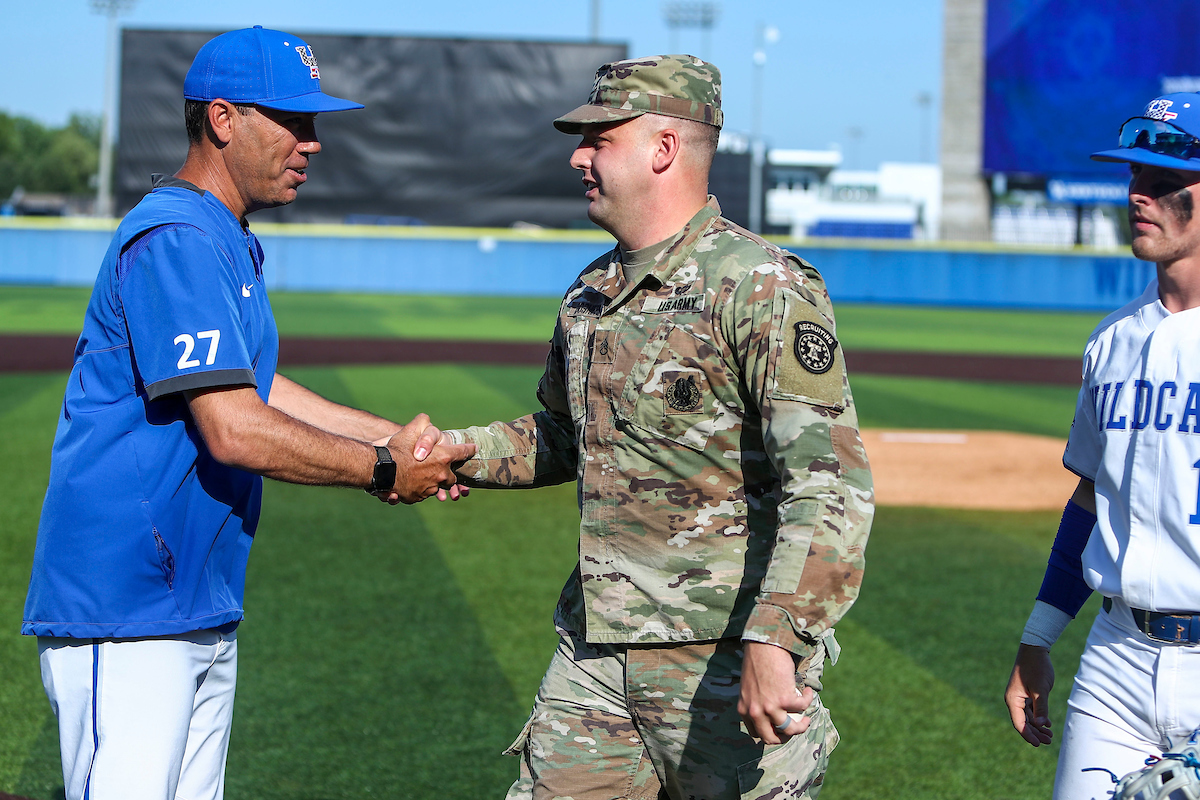 First Pitch. Coach Nick Mingione.

Kentucky loses to Auburn 3-6.

Photo by Sarah Caputi | UK Athletics