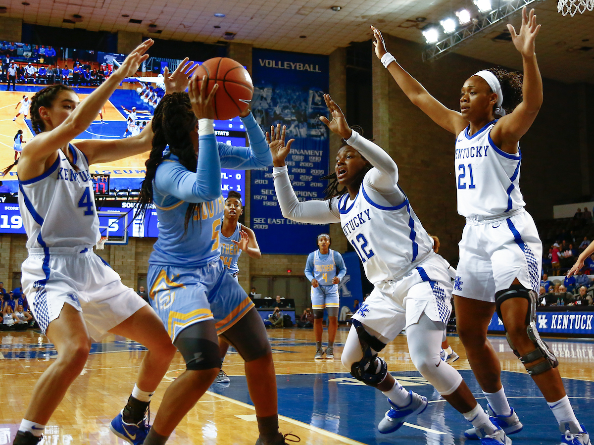 Maci Morris. Amanda Paschal. Ogechi Anyagaligbo. 

UK women's basketball beat Southern 91-41.

Photo by Eddie Justice | UK Athletics