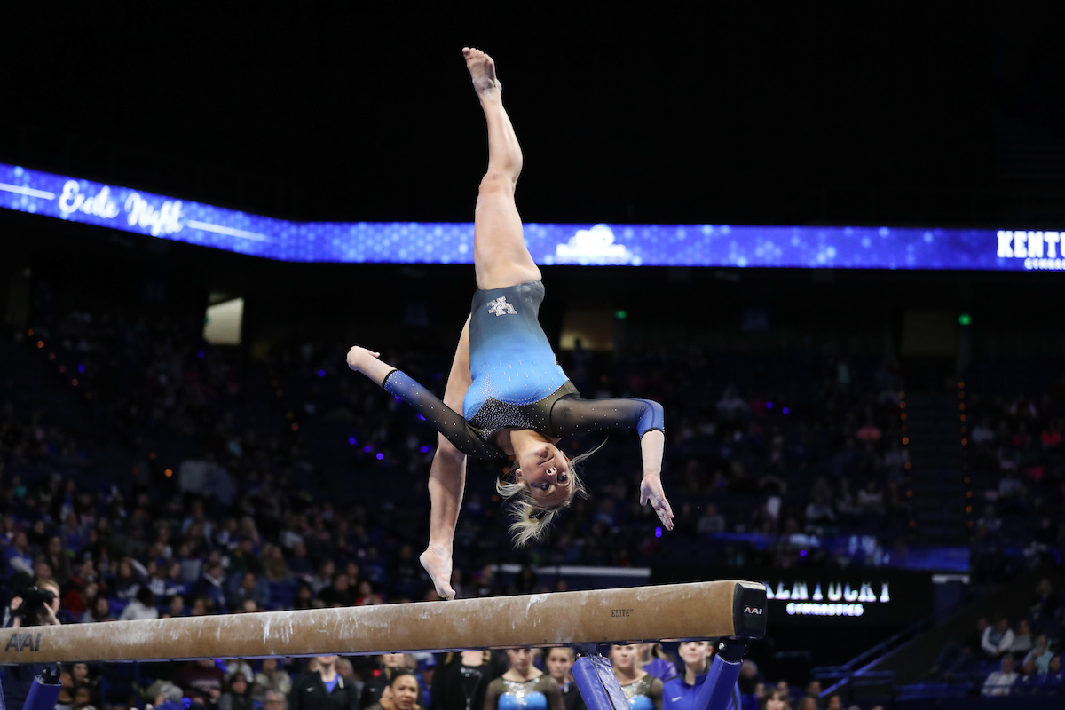 ALEX HYLAND.

The University of Kentucky gymnastics team beat Ball State, Southeast Missouri, and George Washington on Friday, January 5, 2017 at Rupp Arena in Lexington, Ky.

Photo by Elliott Hess | UK Athletics