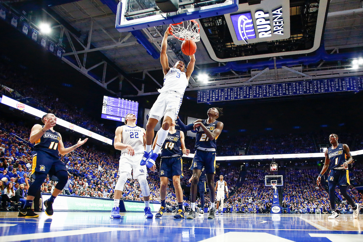Keldon Johnson.

Kentucky men's basketball beat UNCG 78-61 on Saturday in Rupp Arena.

Photo by Chet White | UK Athletics
