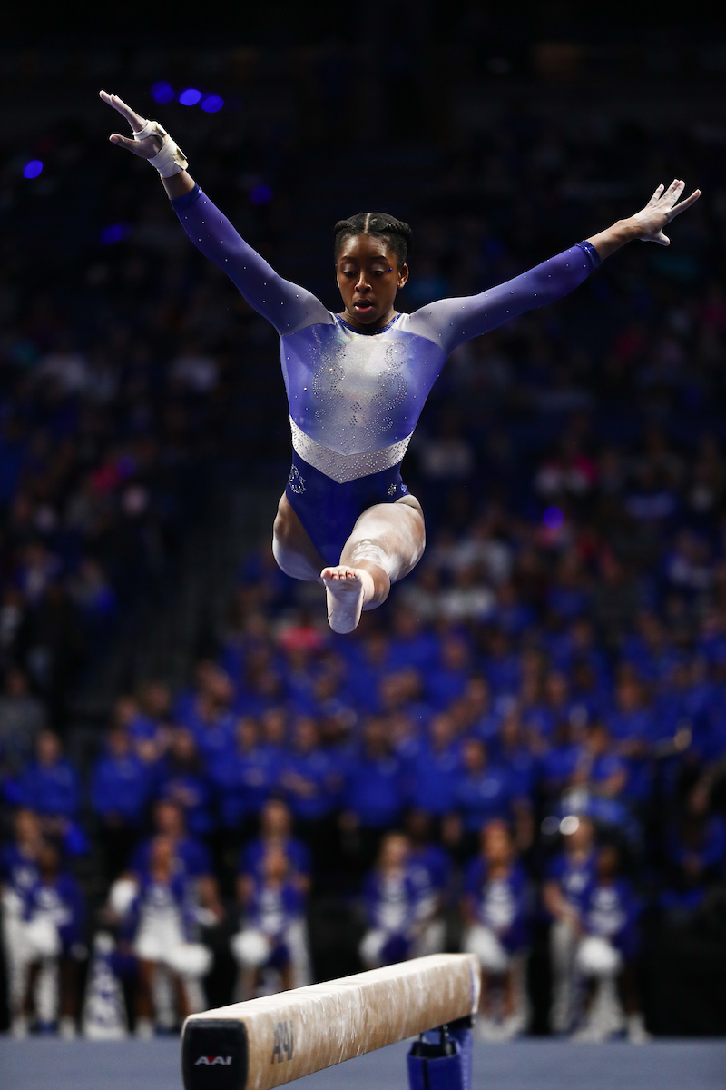 CALLY NIXON.

The University of Kentucky gymnastics team beats Arkansas with a winning score of 195.275 on Excite Night. 


Photo by Elliott Hess | UK Athletics