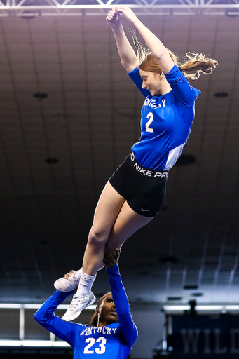 Baylee Klees. Mahogany Mobley.

Kentucky Stunt blue and white scrimmage. 

Photo by Eddie Justice | UK Athletics