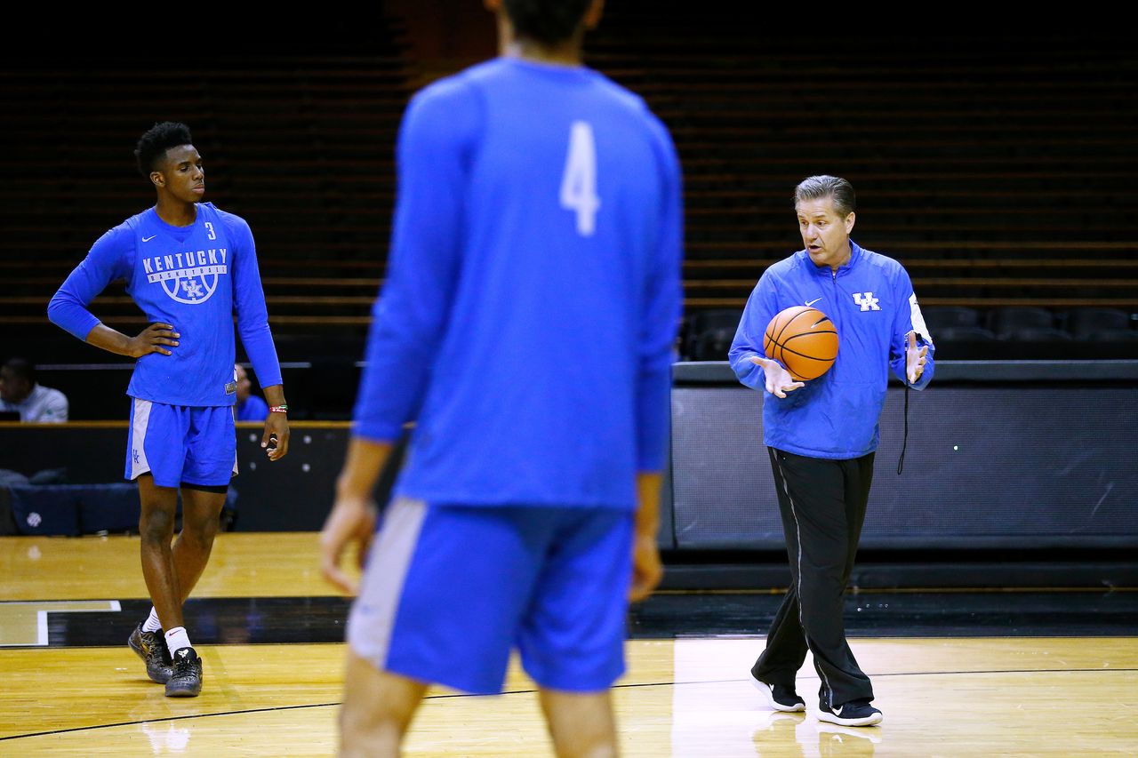 Hamidou Diallo. John Calipari.

The University of Kentucky men's basketball team practiced at Memorial Gymnasium in Nashville, TN., on Friday, January 12, 2018.

Photo by Chet White | UK Athletics