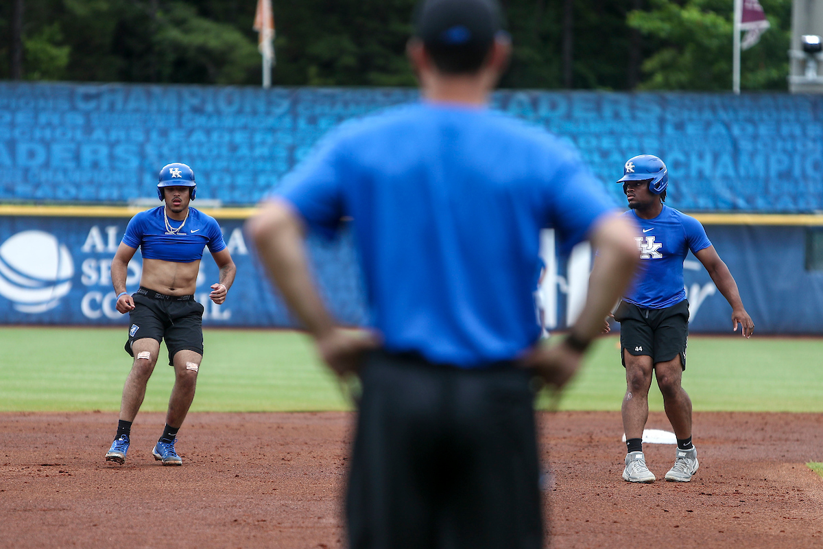 Devin Burkes. Oraj Anu.Kentucky Baseball Practice at the 2022 SEC Tournament.Photo by Sarah Caputi | UK Athletics