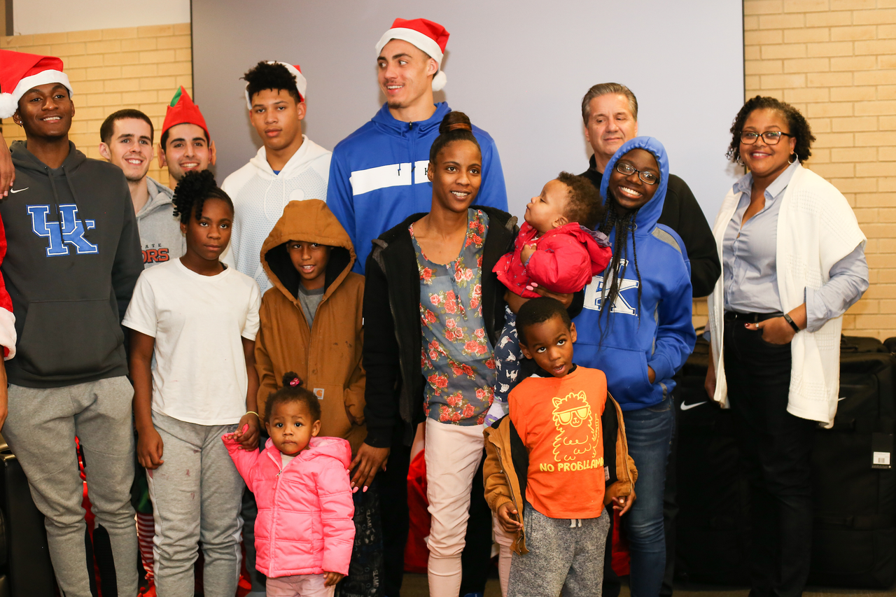 John Calipari. Red Travis. Zan Payne. Brad Calipari. Immanuel Quckley.

A Kentucky Christmas.

Photo by Maddie Baker | UK Athletics