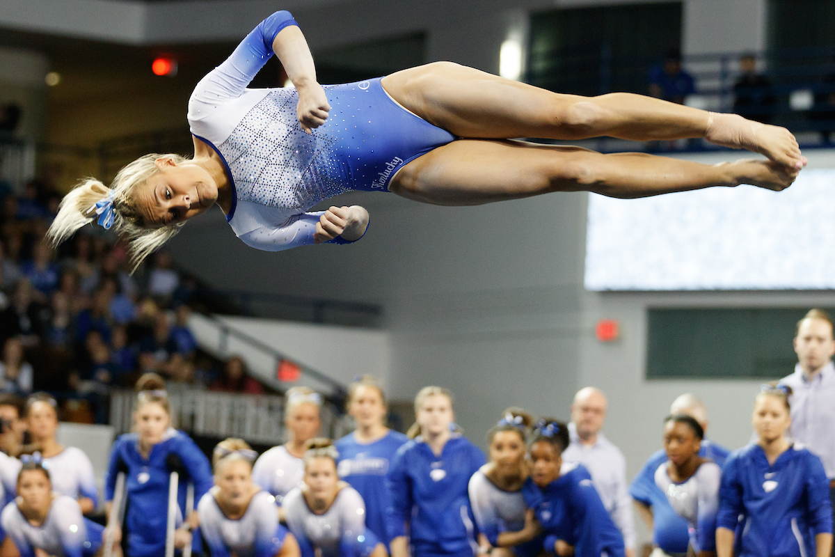 ALEX HYLAND.


The University of Kentucky gymnastics team beats LSU, 197.150 - 196.025.

Photo by Elliott Hess | UK Athletics