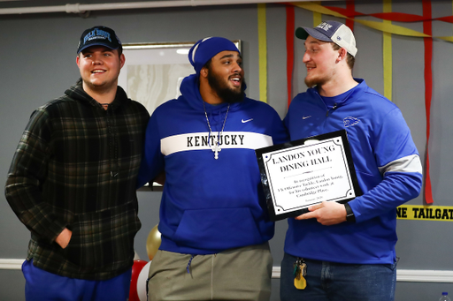 Jake Pope. Darian Kinnard.
Cambridge Place named its dining hall the “Landon Young Dining Hall” for his support of the retirement home throughout his Wildcat career.  


Photo by Elliott Hess | UK Athletics