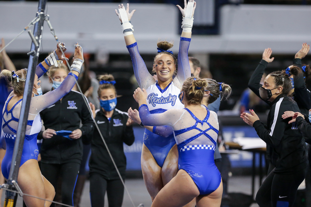 Shealyn Luksik.

Kentucky beats LSU 197.100 - 196.800.

Photo by Sarah Caputi | UK Athletics
