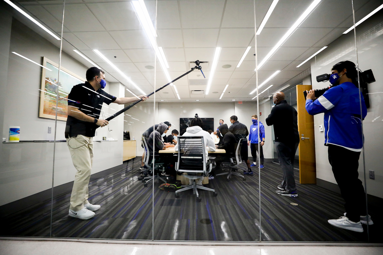 The UK men's basketball team at the University of Kentucky Sports Medicine Research Institute. 

Photo by Chet White | UK Athletics