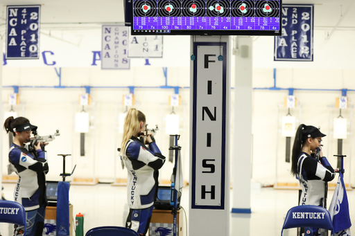 Cathryn Papasodora. Hanna Carr. Ruby Gomes.

UK Rifle hosts Morehead State on Senior Day.

Photo by Quinn Foster | UK Athletics