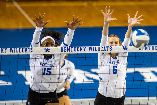 Azhani Tealer and Kendyl Paris.

Kentucky falls to Texas A&M 3-1.

Photo by Hannah Phillips | UK Athletics