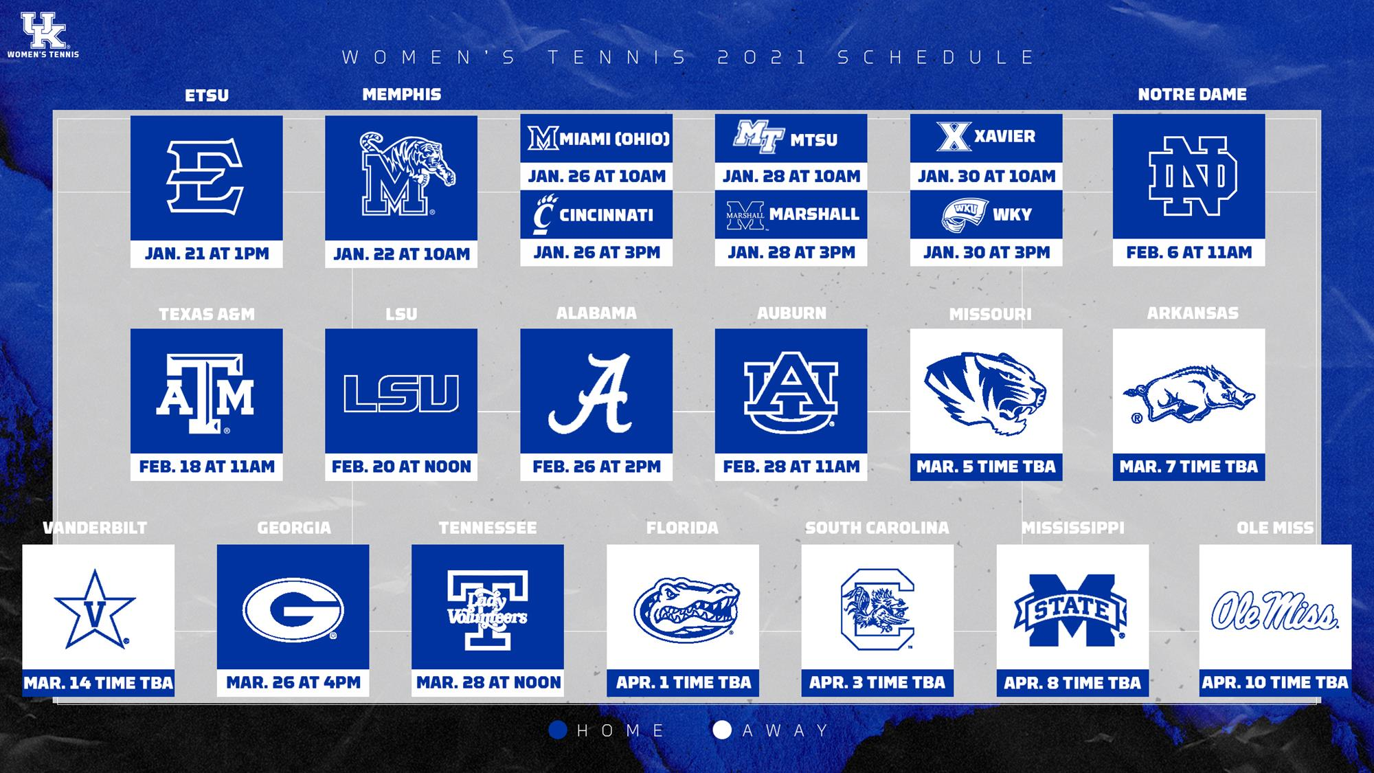 Kentucky Women’s Tennis Unveils 2021 Schedule