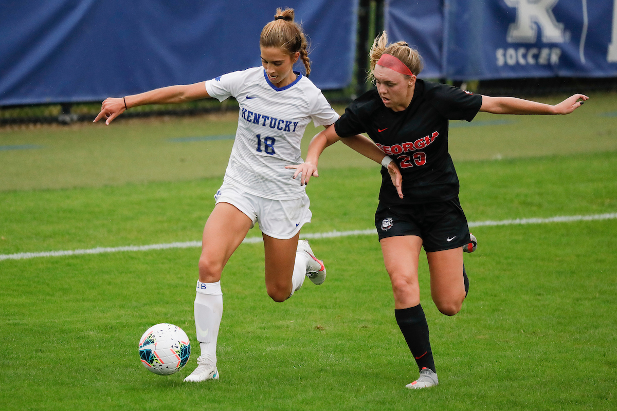 Caroline Trout.

UK women’s soccer tied Georgia 1-1 in double OT on Sunday, October 11, 2020, at The Bell in Lexington, Ky.

Photo by Chet White | UK Athletics