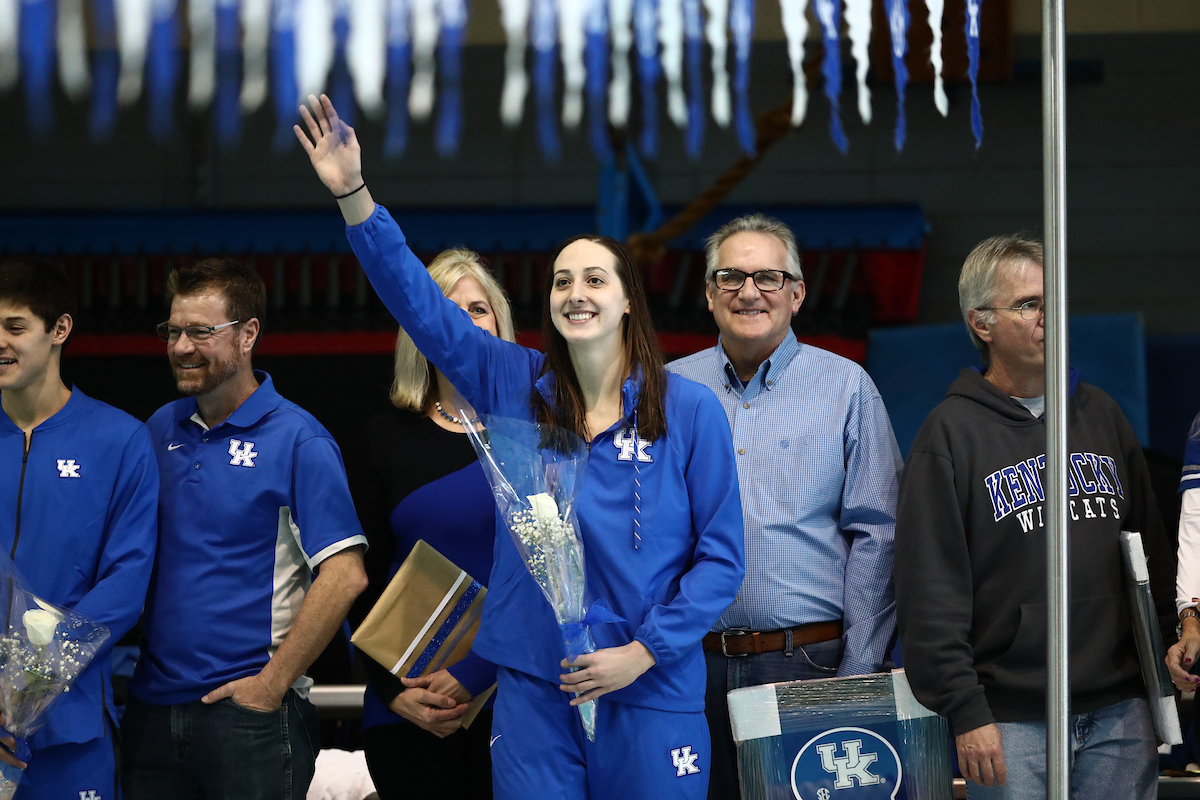 The UK men's and women's swim and drive teams beat Louisville on Senior Day at the Lancaster Aquatic Center on Saturday, January 26, 2019.

Photo by Elliott Hess | UK Athletics
