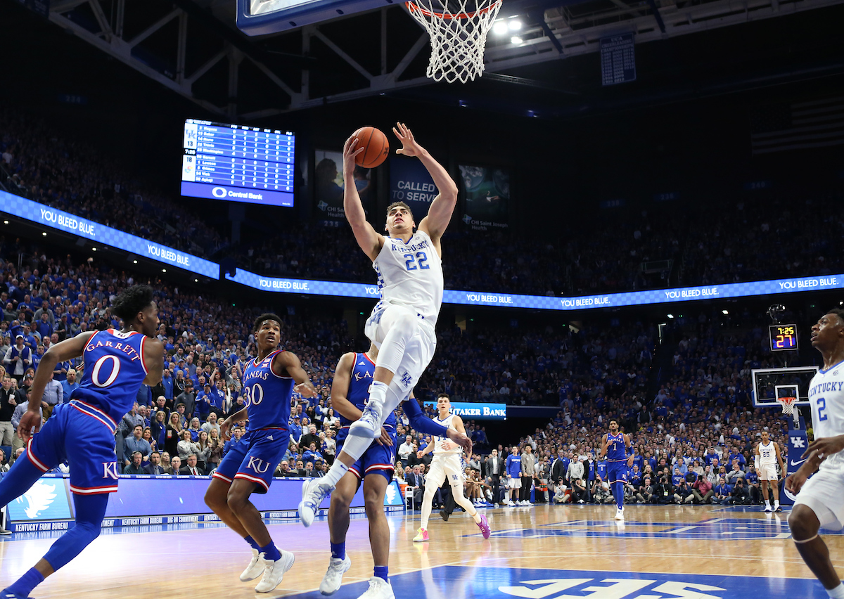 Reid Travis. 

The UK men's basketball team beat Kansas 71-63 at Rupp Arena on Saturday, January 26, 2019.


Photo By Barry Westerman | UK Athletics