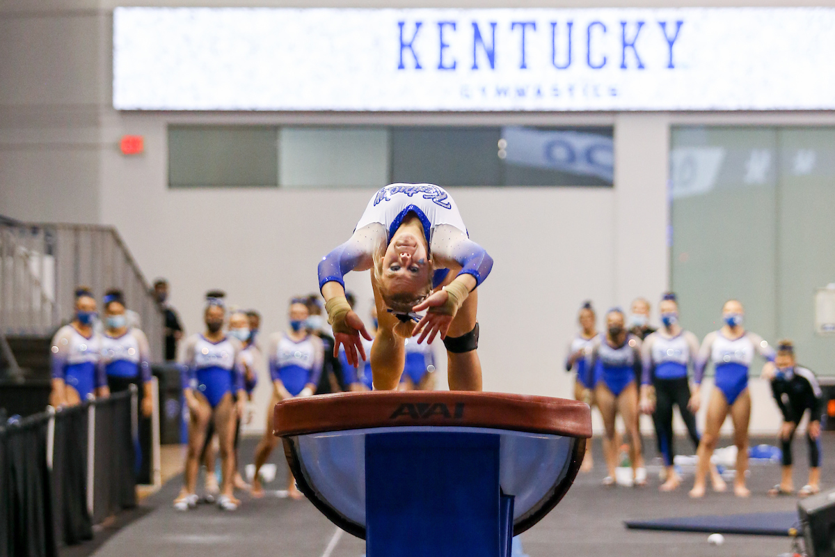 Bailey Bunn.

Kentucky beats LSU 197.100 - 196.800

Photo by Hannah Phillips | UK Athletics