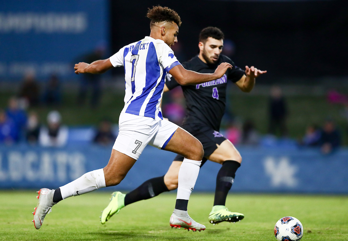 JJ WILLIAMS.

Men's soccer beats Portland, 4-0.


Photo by Elliott Hess | UK Athletics