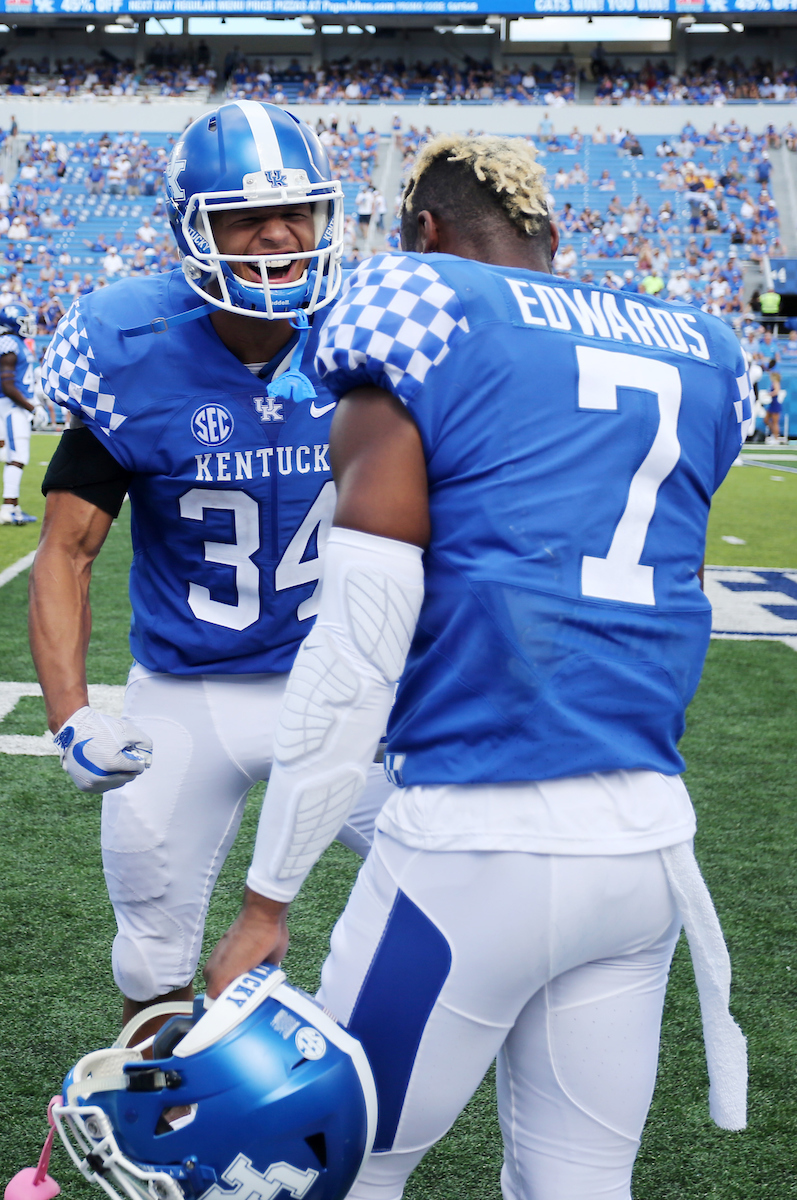 Jordan Jones, Mike Edwards

UK football beats Murray State 48-10.

Photo by Britney Howard | UK Athletics