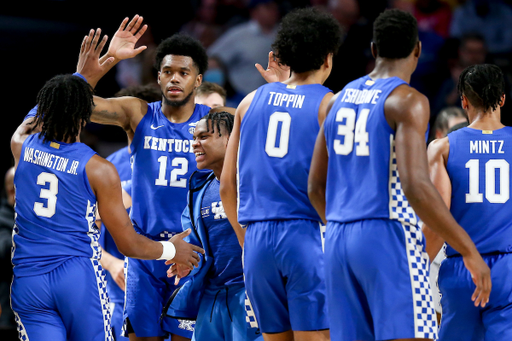 TyTy Washington Jr. Keion Brooks Jr. Sahvir Wheeler. Jacob Toppin. Oscar Tshiebwe. Davion Mintz.

Kentucky beat Vanderbilt 78-66. 

Photos by Chet White | UK Athletics