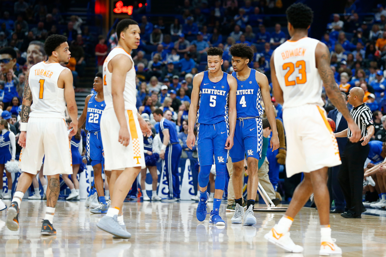 Kevin Knox. Nick Richards.

The University of Kentucky men's basketball team beat Tennessee 77-72 to claim the 2018 SEC Men's Basketball Tournament championship at Scottrade Center in St. Louis, Mo., on Sunday, March 11, 2018.

Photo by Chet White | UK Athletics