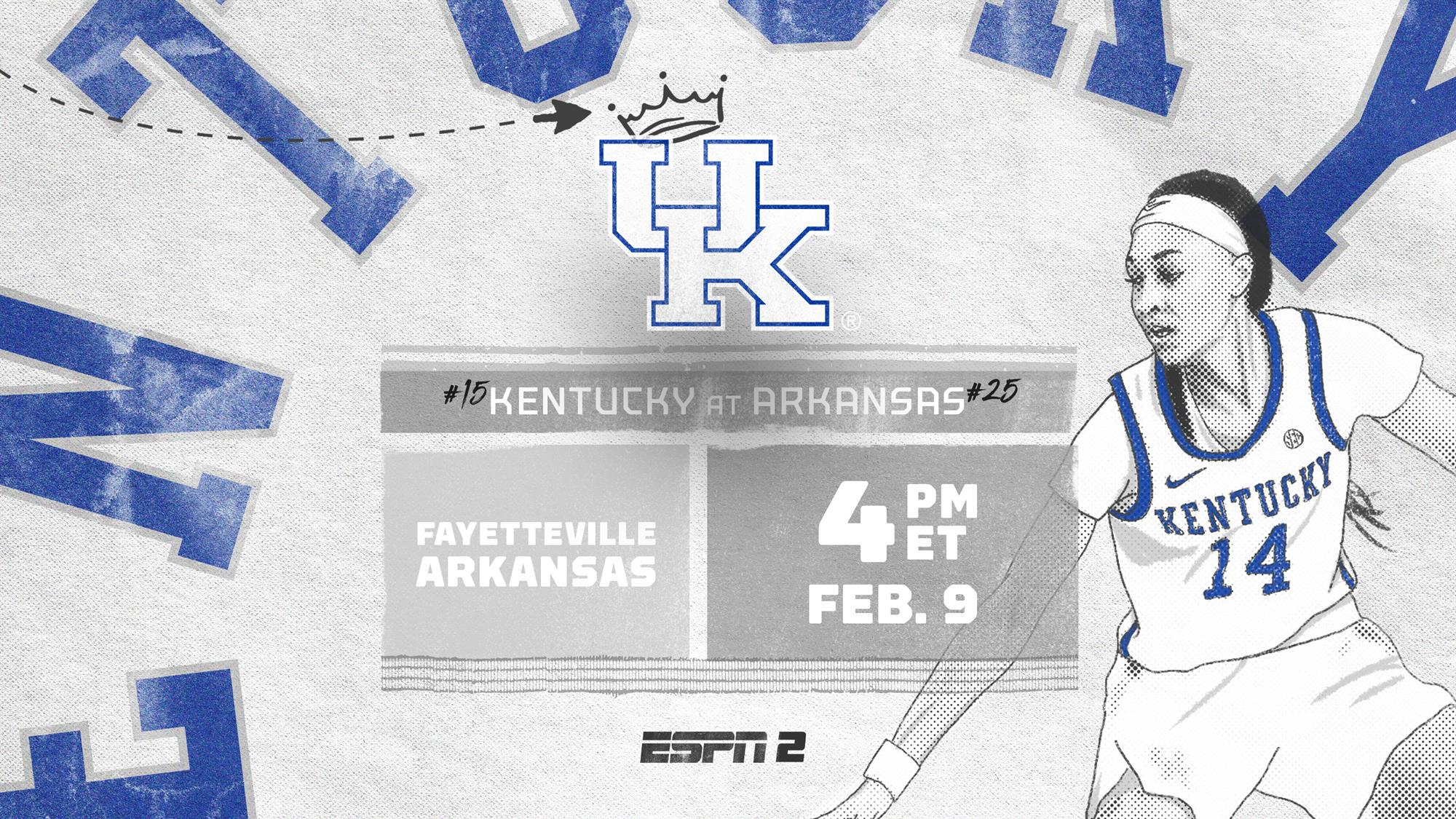 No. 15 Kentucky Travels West to Face No. 25 Arkansas on Sunday