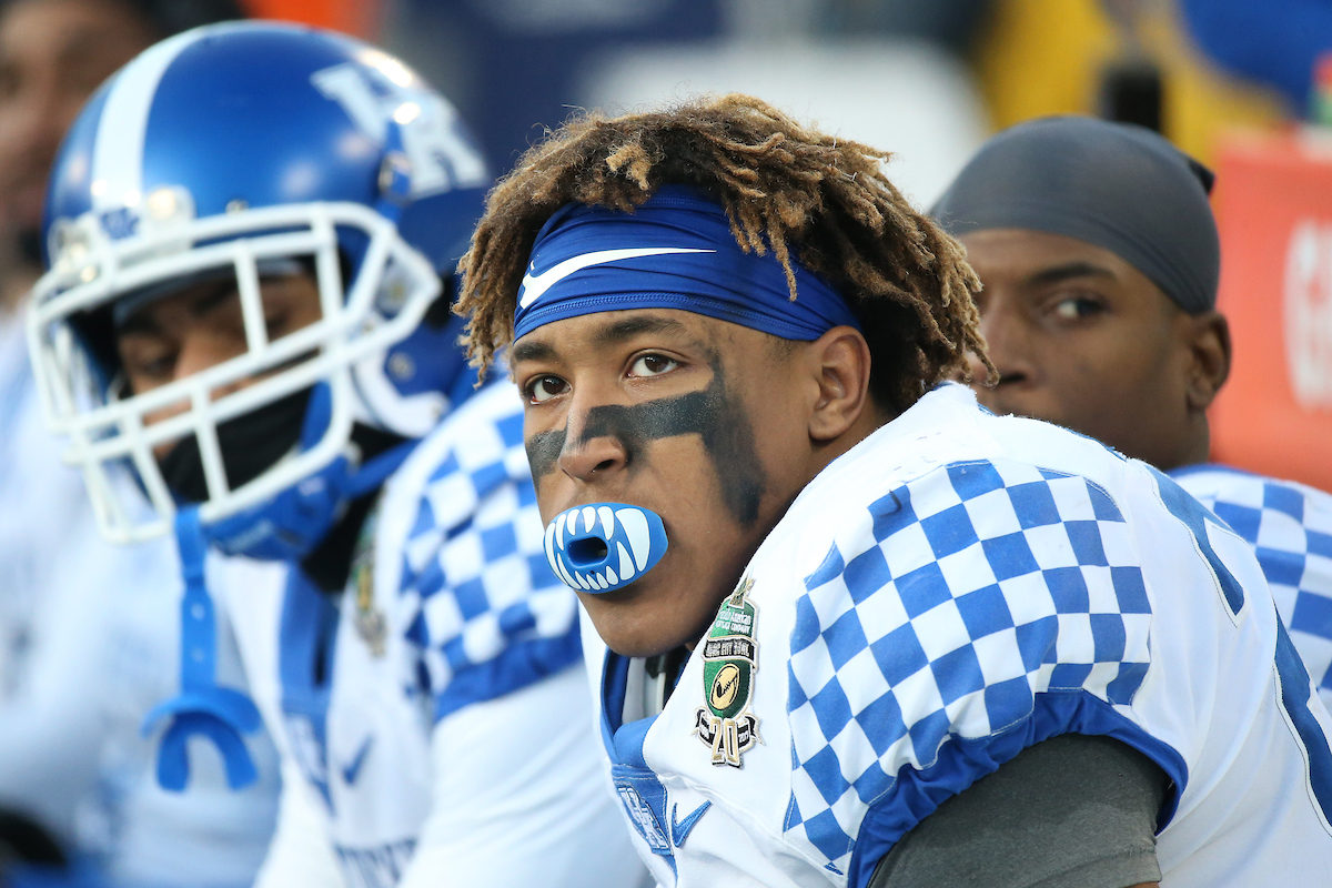 Benny Snell.

The University of Kentucky football team falls to Northwestern 23-24 in the Music City Bowl on Friday, December 29, 2017, at Nissan Field in Nashville, Tn.

Photo by Chet White | UK Athletics