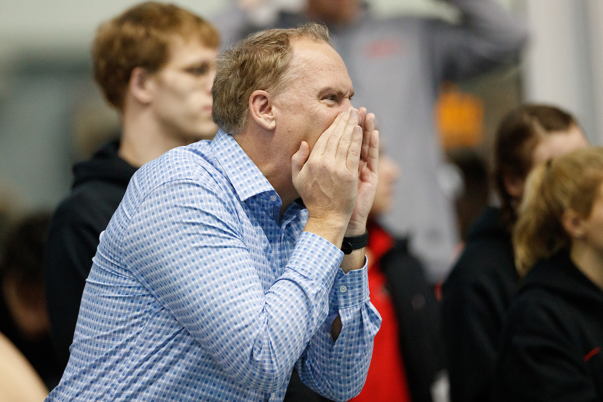 Coach Lars Jorgensen.

Day four of the SEC Swim and Dive Championship.

Photo by Elliott Hess | UK Athletics