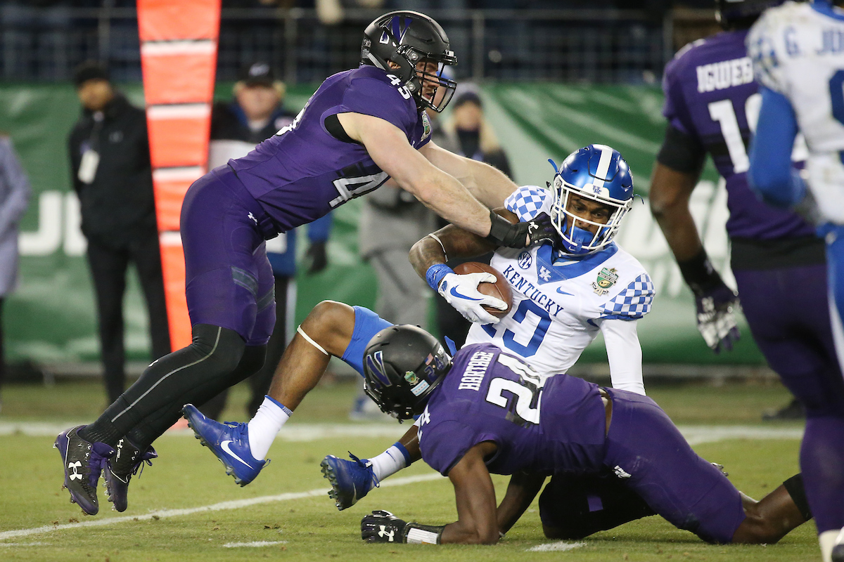 The University of Kentucky football team falls to Northwestern 23-24 in the Music City Bowl on Friday, December 29, 2017, at Nissan Field in Nashville, Tn.

Photo by Chet White | UK Athletics