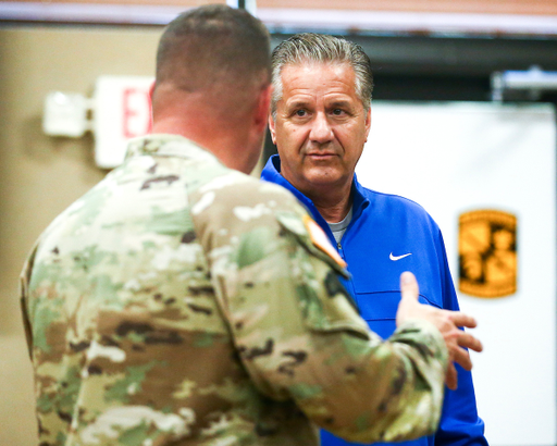 John Calipari.

The Kentucky men's basketball team visited Fort Knox on Friday to visit with students and take a tour of the General George Patton Museum.

Photo by Grace Bradley | UK Athletics