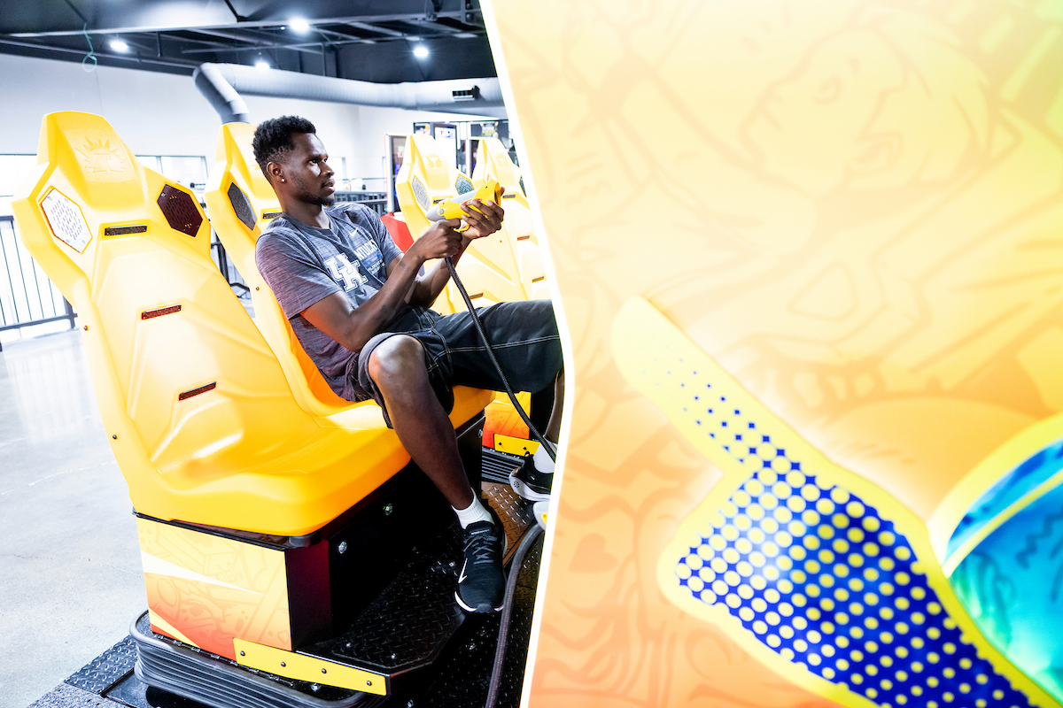 A picture of Ousmane N’Diaye playing a video game