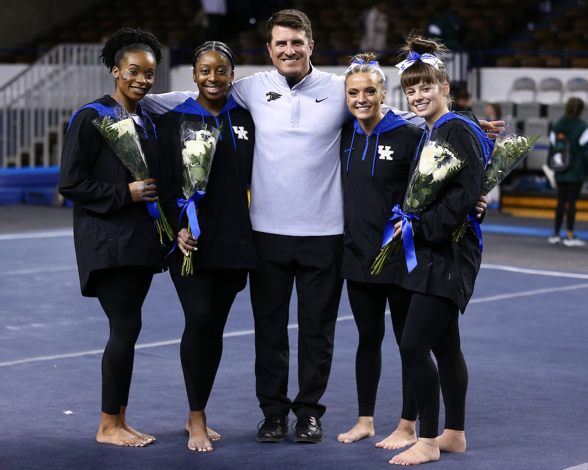Arianna Patterson. Cally Nixon. Ryan Devriendt. Josie Angeny. Anna Haigis. 

Kentucky defeats Michigan State on Senior night.

Photo by Tommy Quarles | UK Athletics