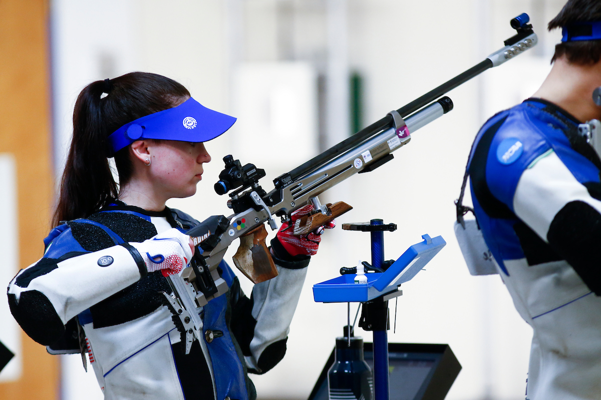 Mary Tucker. 

Kentucky NCAA Rifle Qualifier. 

Photo By Barry Westerman | UK Athletics