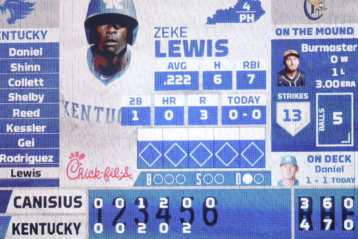 Zeke Lewis.

University of Kentucky baseball in action against Canisius.

Photo by Quinn Foster | UK Athletics