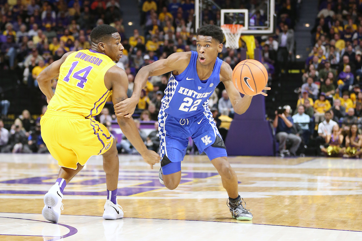 Shai Gilgeous-Alexander.

The University of Kentucky men's basketball team beat LSU 74-71 at the Pete Maravich Assembly Center in Baton Rouge, La., on Wednesday, January 3, 2018.

Photo by Chet White | UK Athletics