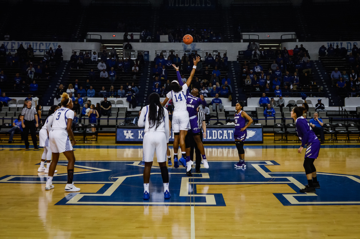 Tatyana Wyatt. Tip-off. Women's Basketball Beat WCU 99 - 39 on Tuesday, December 18th, in Lexington's Memorial Coliseum Photo by Eddie Justice | UK Athletics