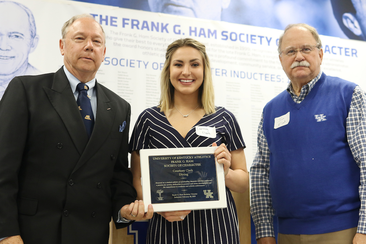 Courtney Clark.

Frank G. Hamm Society of Character 2018.

Photo by Quinn Foster I UK Athletics