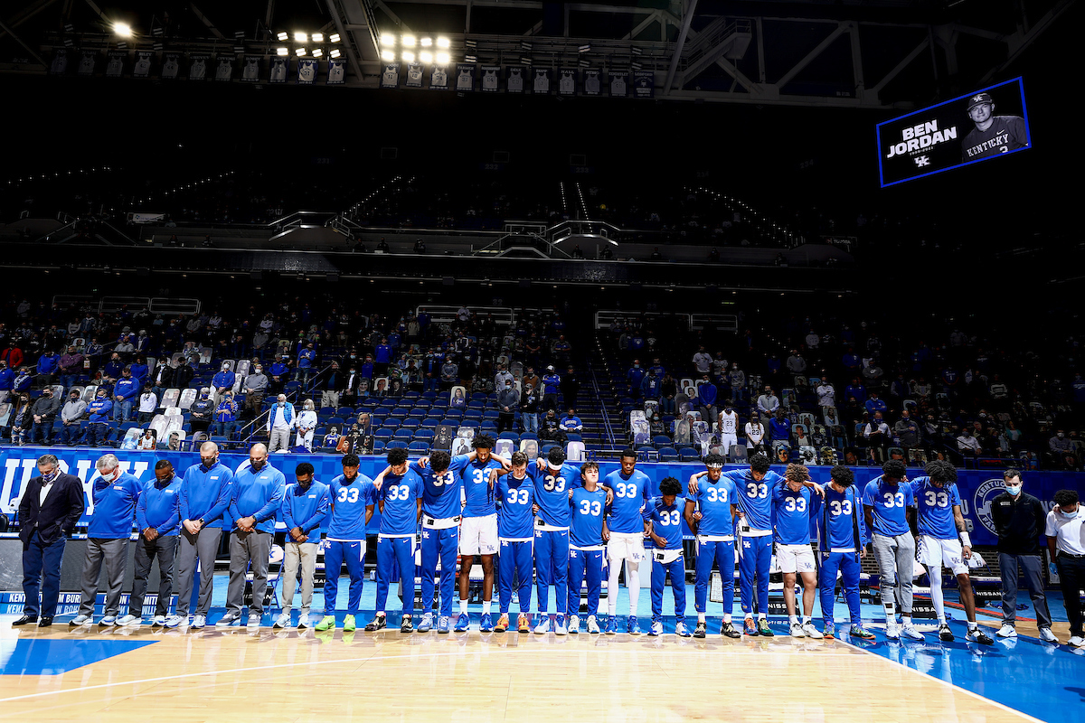 Team. John Calipari. John Robic. Bruiser Flint. Joel Justus. Tony Barbee. Jai Lucas. Davion Mintz. Dontaie Allen. Lance Ware. Olivier Sarr. Brennan Canada. Isaiah Jackson. Riley Welch. Keion Brooks Jr. Kareem Watkins. Cam’Ron Fletcher. Jacob Toppin. Devin Askew. Zan Payne. Terrence Clarke. Brandon Boston Jr. Brady Kennedy. 

Kentucky loses to Alabama, 85-65.

Photo by Chet White | UK Athletics