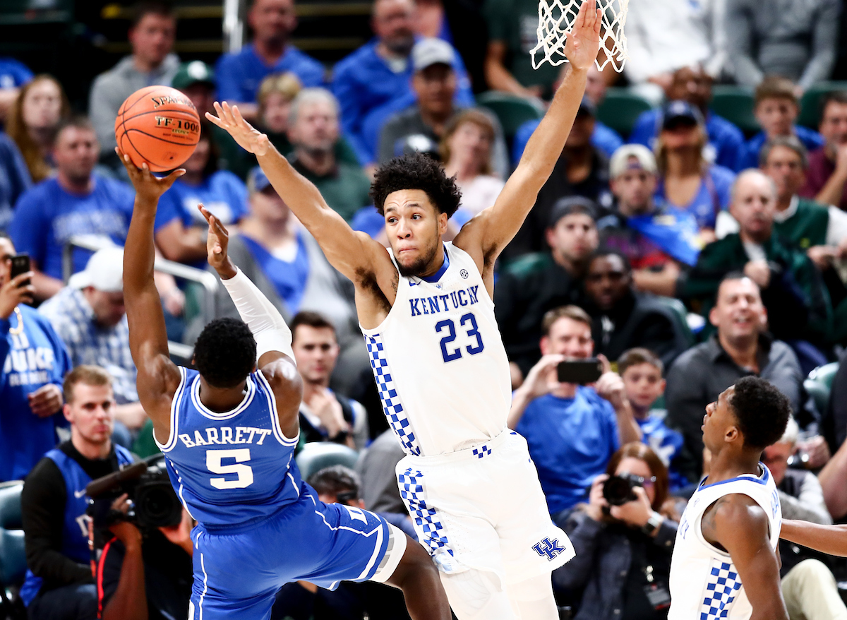 Ej Montgomery.

Men's basketball falls to Duke 118-84.


Photo by Elliott Hess | UK Athletics