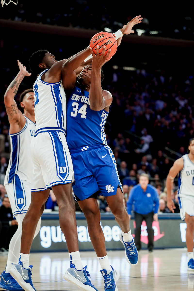 Oscar Tshiebwe.

Kentucky loses to Duke 79-71 in the Champions Classic at Madison Square Garden in New York on Nov. 9, 2021.

Photos by Chet White | UK Athletics