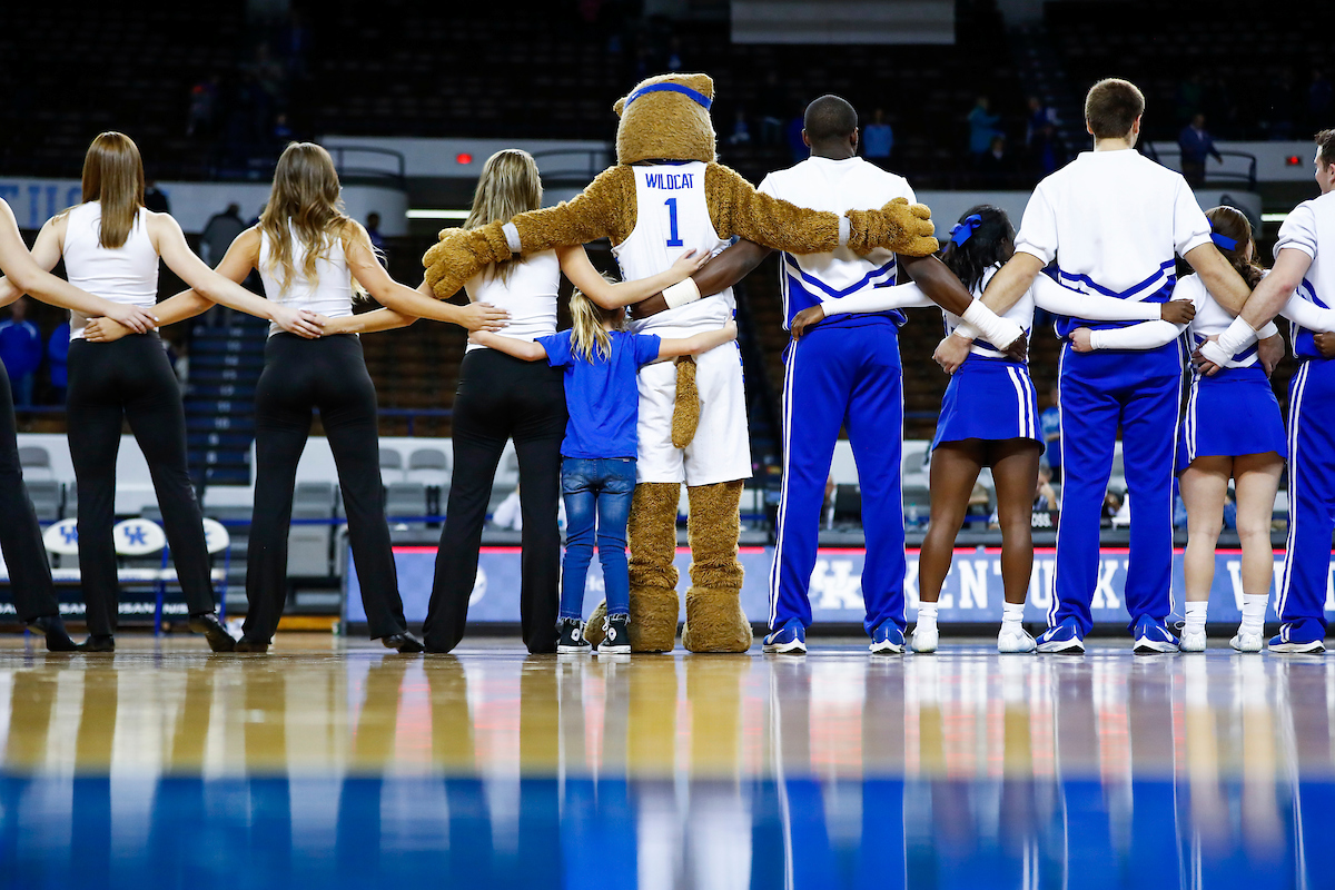 Cheerleaders. Dance Team. Wildcat.

UK women's basketball beat Southern 91-41.

Photo by Chet White | UK Athletics