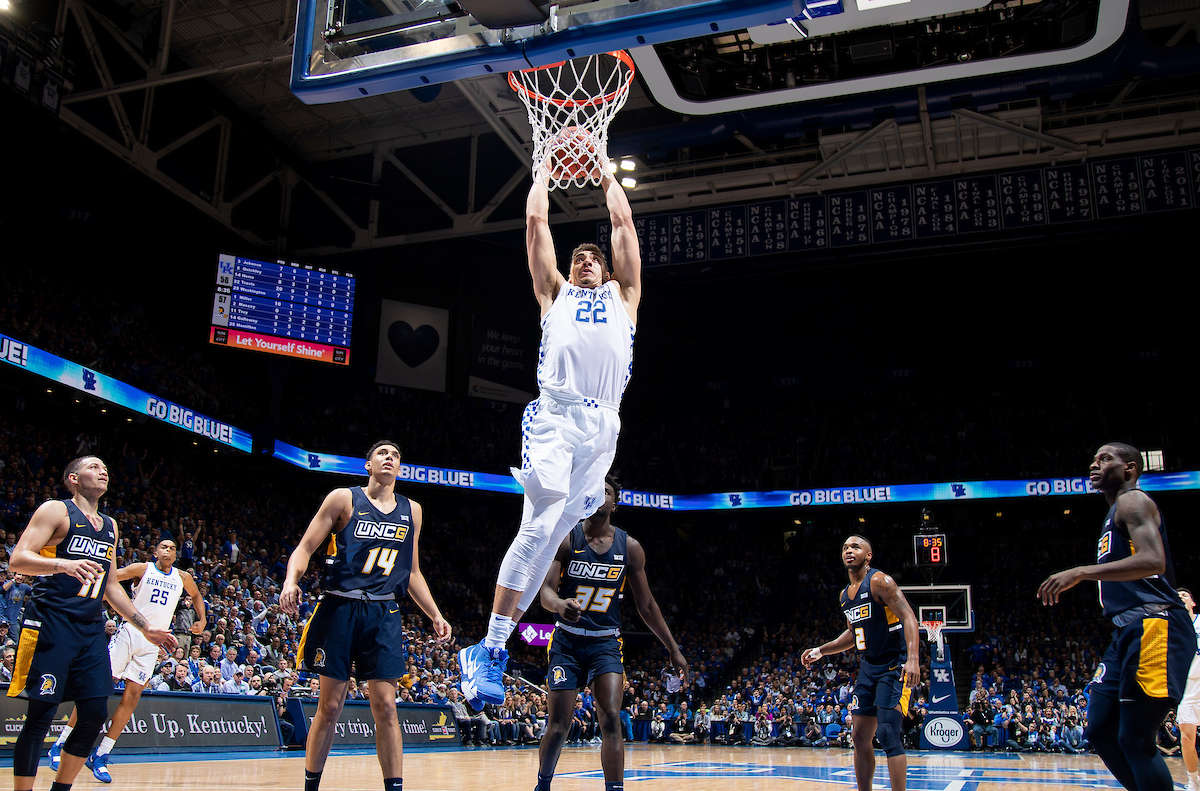 Reid Travis.

Kentucky men's basketball beat UNCG 78-61 on Saturday in Rupp Arena.

Photo by Chet White | UK Athletics