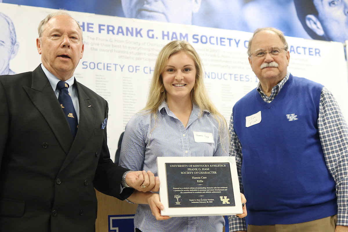 Hanna Carr.

Frank G. Hamm Society of Character 2018.

Photo by Quinn Foster I UK Athletics