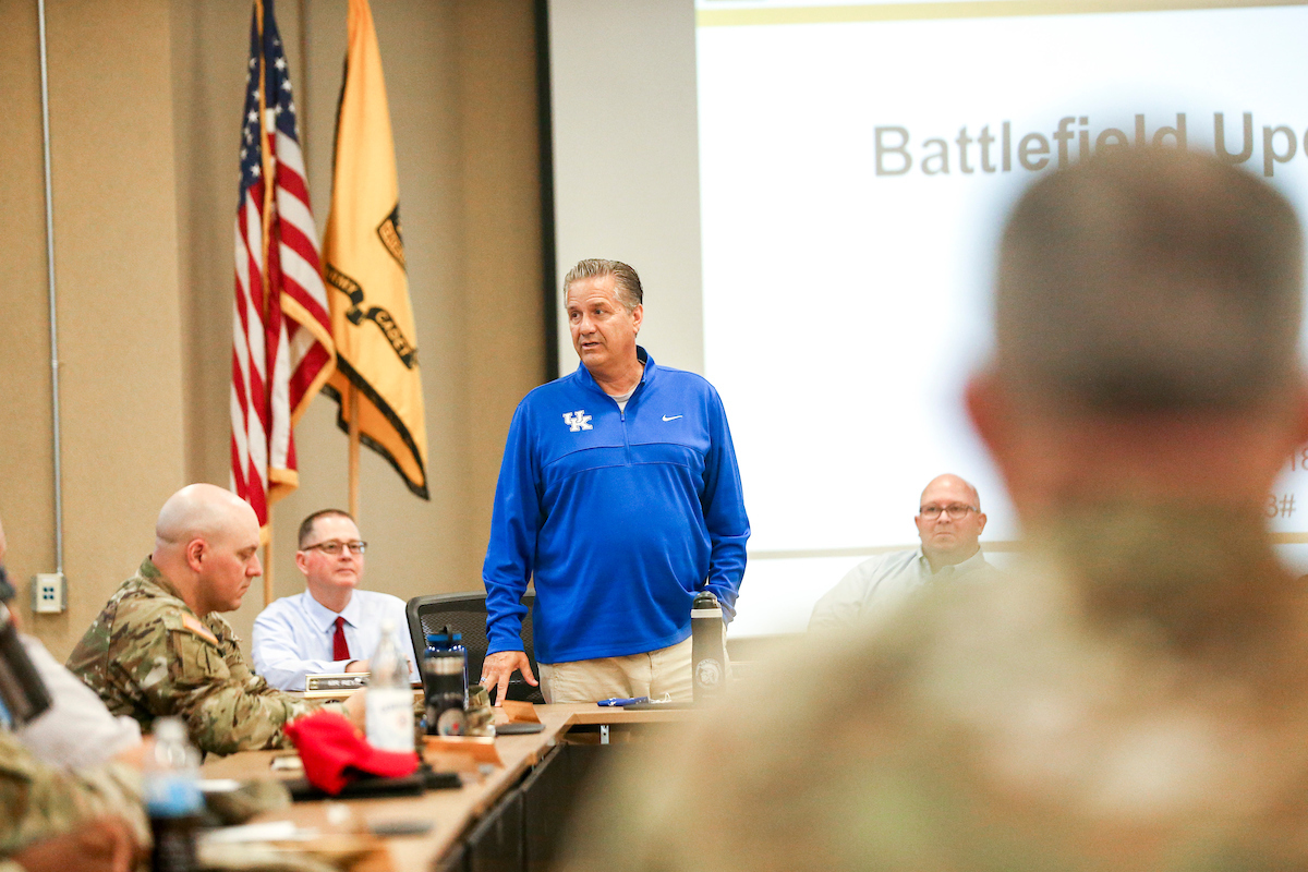John Calipari.

The Kentucky men's basketball team visited Fort Knox on Friday to visit with students and take a tour of the General George Patton Museum.

Photo by Grace Bradley | UK Athletics