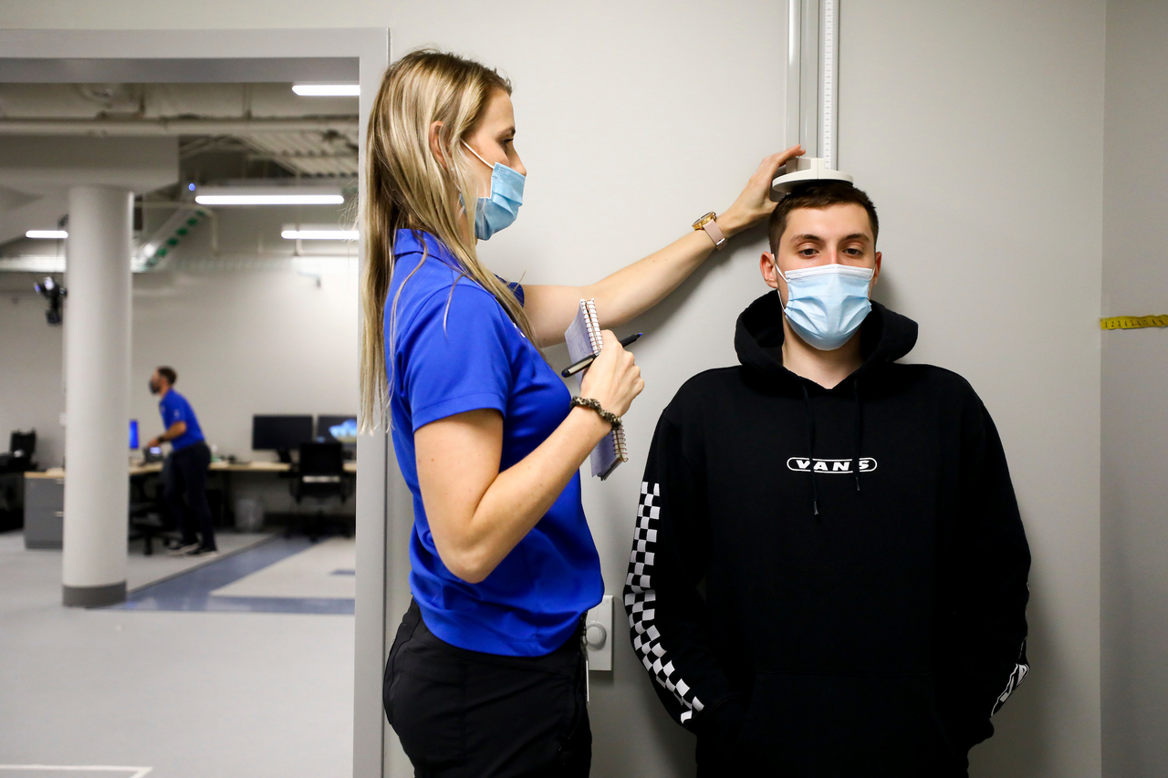 CJ Fredrick.

The UK men's basketball team at the University of Kentucky Sports Medicine Research Institute. 

Photo by Chet White | UK Athletics