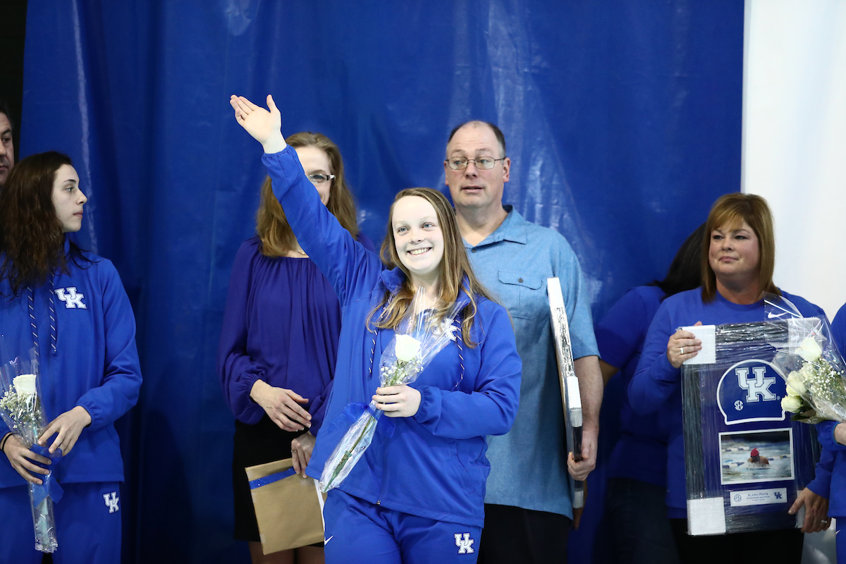The UK men's and women's swim and drive teams beat Louisville on Senior Day at the Lancaster Aquatic Center on Saturday, January 26, 2019.

Photo by Elliott Hess | UK Athletics