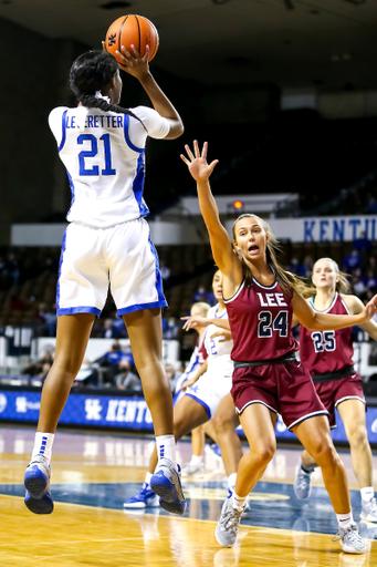 Nyah Leveretter. 

Kentucky beat Lee 95-51.

Photo by Eddie Justice | UK Athletics