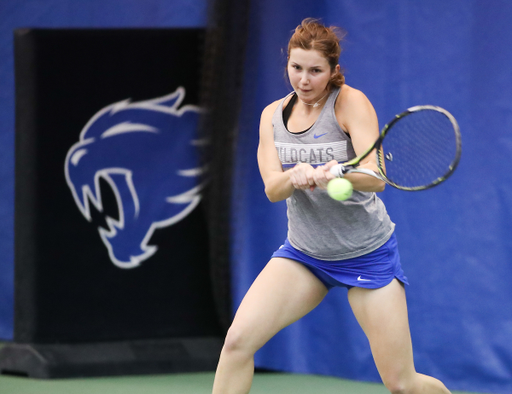 JUSTINA MIKULSKYTE.

The University of Kentucky women's tennis team beat Baylor 4-1 on Sunday, February 4, 2018 in Lexington's Boone Center.

Photo by Elliott Hess | UK Athletics