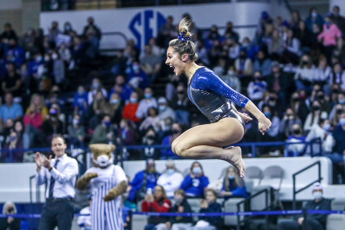 Isabella Magnelli.

Kentucky defeats Mizzou 197.450-196.875.

Photo by Sarah Caputi | UK Athletics