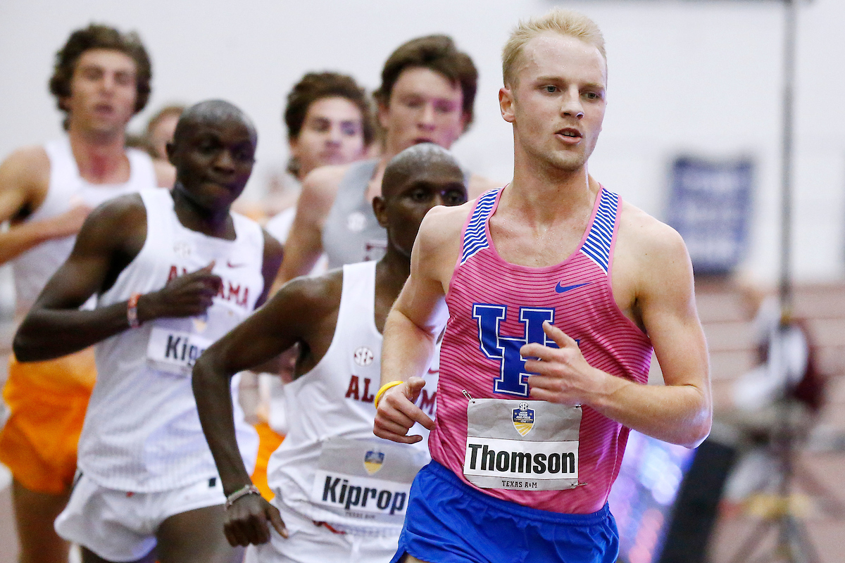 Jacob Thomson.

The University of Kentucky track and field team competes in day two of the 2018 SEC Indoor Track and Field Championships at the Gilliam Indoor Track Stadium in College Station, TX., on Sunday, February 25, 2018.

Photo by Chet White | UK Athletics