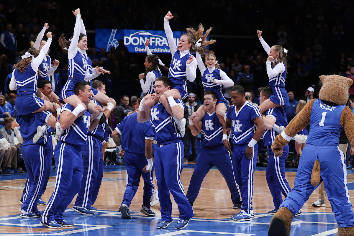 Cheerleaders.

The University of Kentucky men's basketball team beat Georgia 66-61 on Sunday, December 31, 2017 at Rupp Arena in Lexington, Ky.

Photo by Elliott Hess | UK Athletics